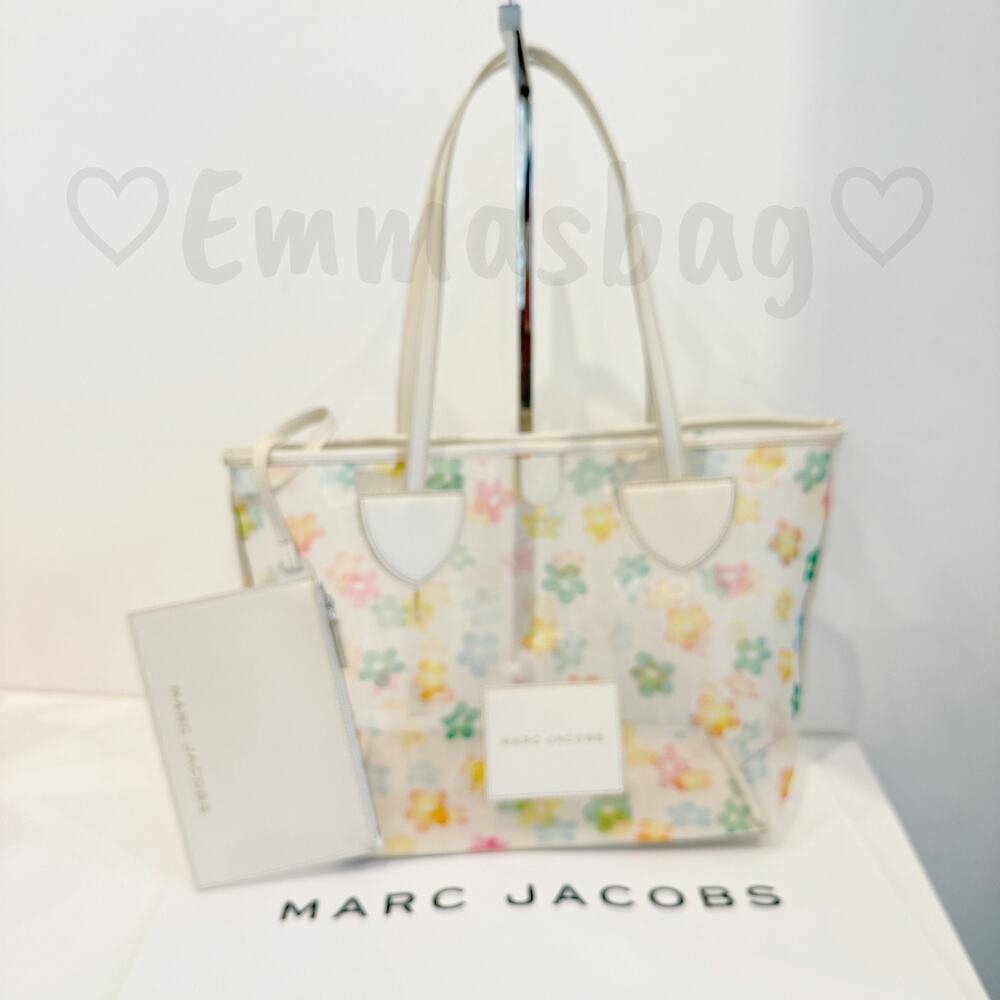 Marc Jacobs Nylon Mesh Large Tote 4P6HTT008H02 White Multi $398 Flower Print